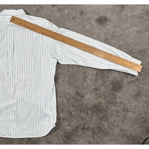 Ralph Lauren Men's XL White W/ Blue Stripes Button Down Long Sleeve Cotton Shirt - Picture 12 of 14